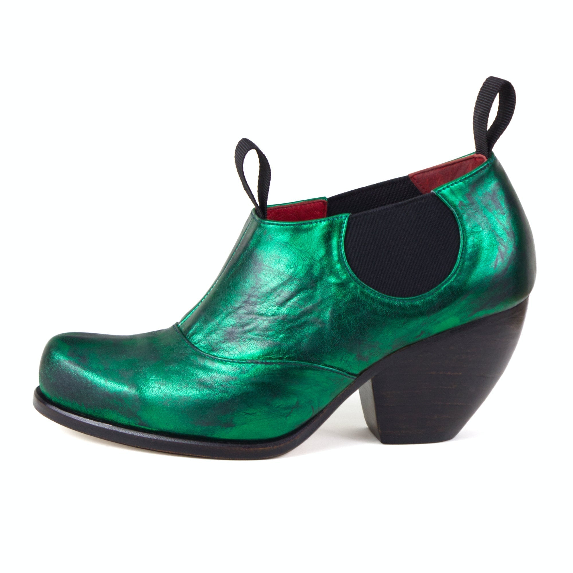 Green Leather Comfortable Medium Heel Preston Zly Ankle Boots Shoes